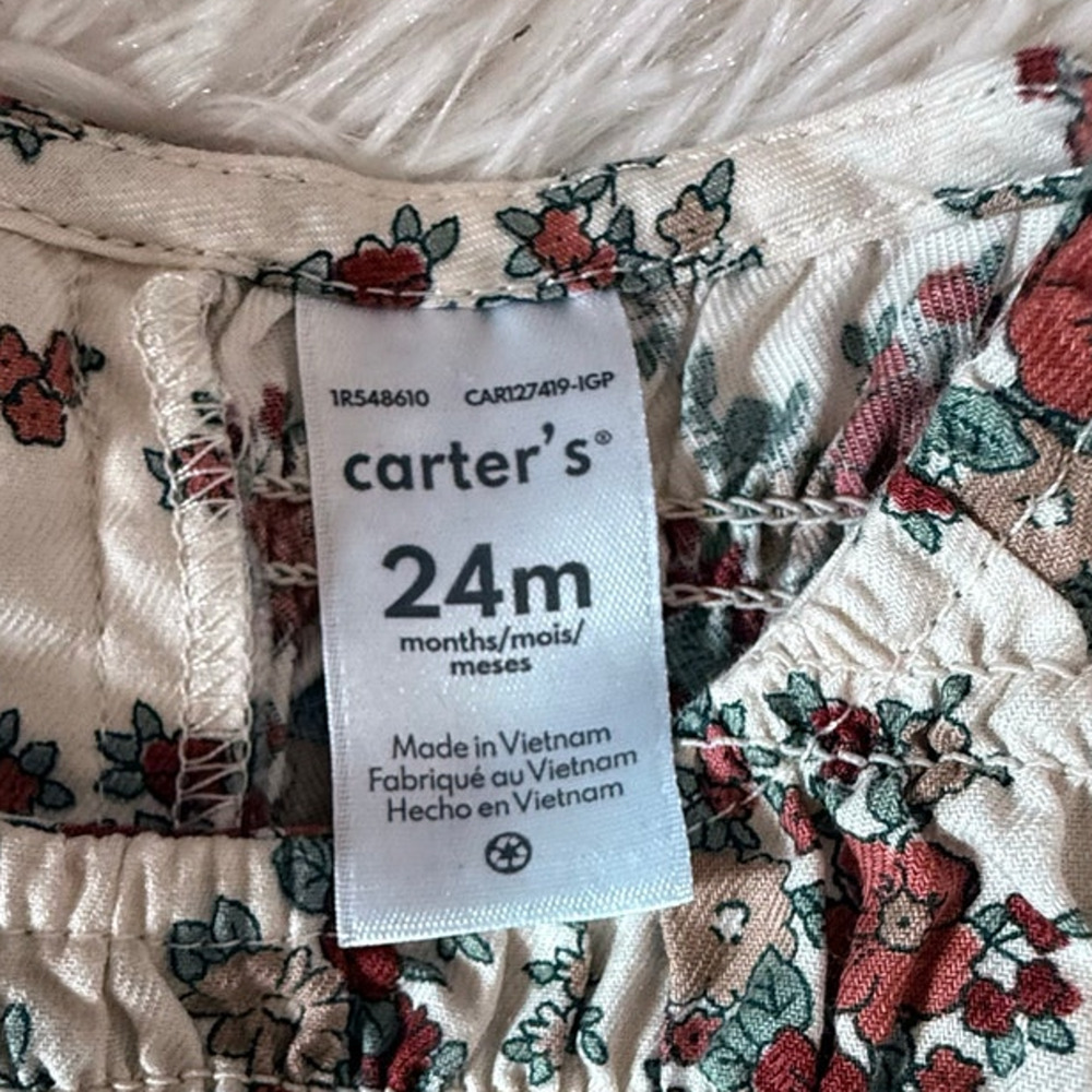 Carter’s Floral Dress Set 24M Baby Girl  Long Sleeve Dress, Bloomers & Socks NWT - Picture 6 of 7